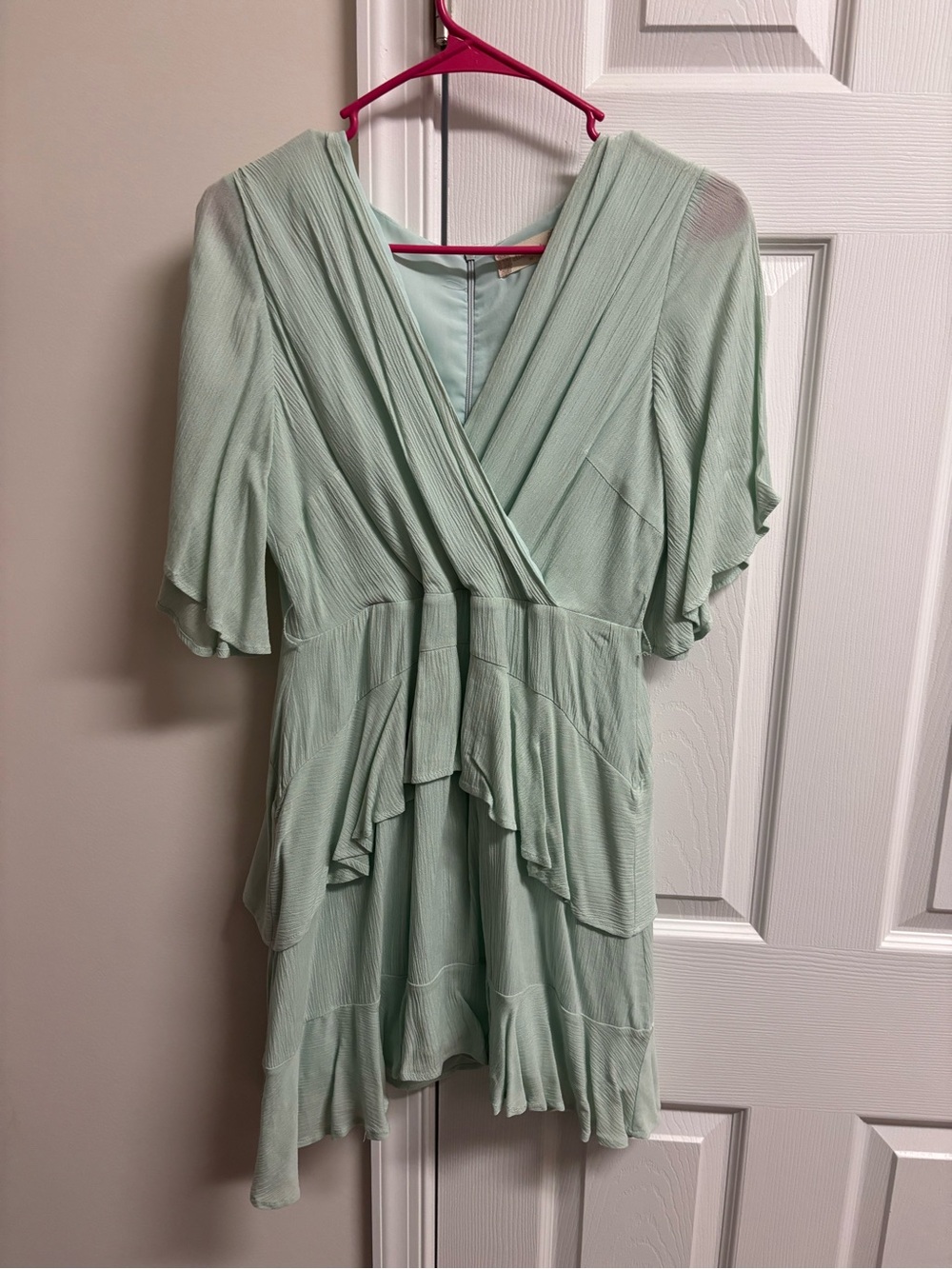 Altar'd State Mint Green Ruffled Wrap Chemise